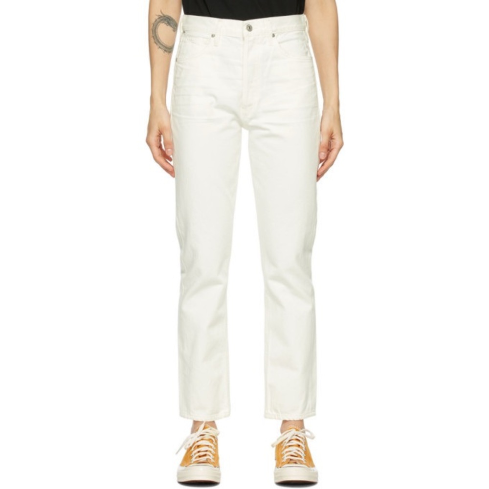 Citizens of Humanity White Charlotte Crop High-Rise Straight Jeans
